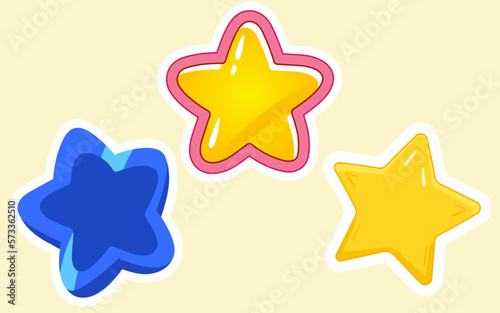 Cartoon Stars Stickers Vector set