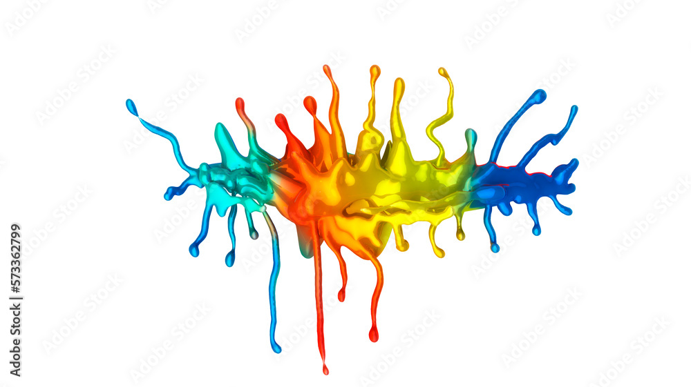 rainbow colored paint spray splash  background render 3d