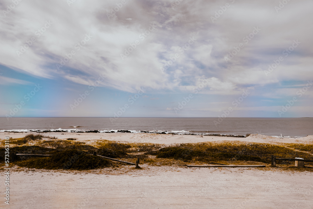 Punta Del Este, Uruguay - December 23, 2022: Shorelines and beach town facades in the region surrounding Punta Del Este in Uruguay