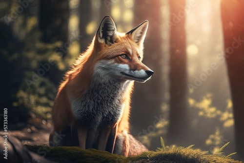 Cute Red Fox, Vulpes vulpes, fall forest. Beautiful animal in the nature habitat. Orange fox, detail portrait, Czech. Wildlife scene from the wild nature.  © Rachel Yee Laam Lai