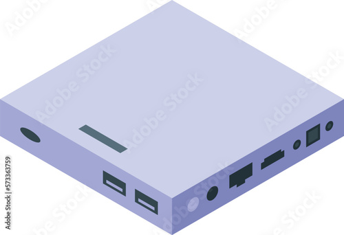 White media box icon isometric vector. Signal device. Video smart