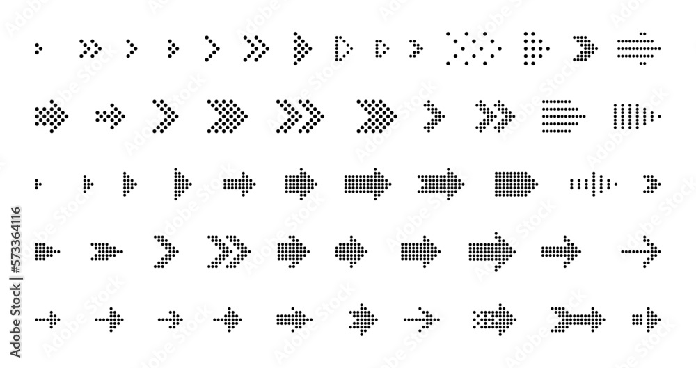 dot arrow vector set. points arrow collection of direction arrows