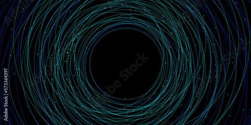 Chaotic interweaving of lines and dots on a black background. Technological background for design on the topic of artificial intelligence, neural networks, big data. Vector background