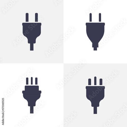 Electric plug power vector consumption ac symbol icon. Electric plug icon illustration isolated adapter cable connect