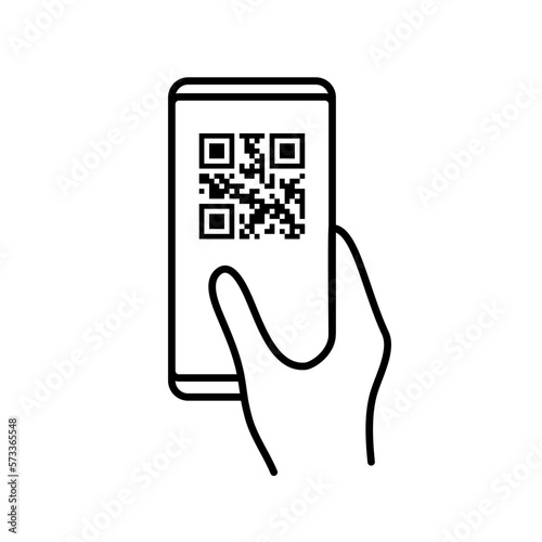 QR code scan phone mobile pay app. Smartphone qr scan code vector application symbol.