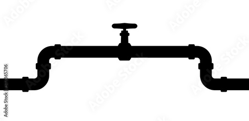 The pipeline with stopcock gas oil plumbing background drain infographic metal valve vector technology system construction.