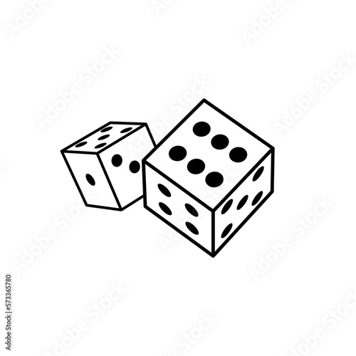 Dice cube line icon. Outline casino dice vector gamble illustration line icon.
