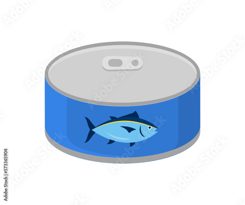 Tuna fish logo open can icon outline illustration. Salmon tuna fish line icon seafood can logo.