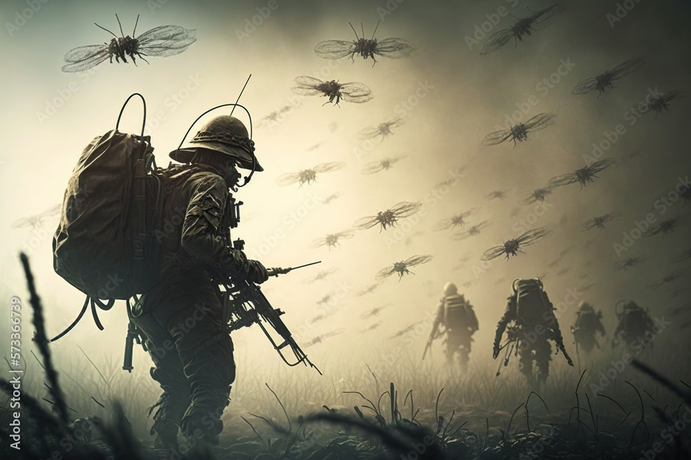 War against Mosquitoes, , created with Generative AI technology Stock