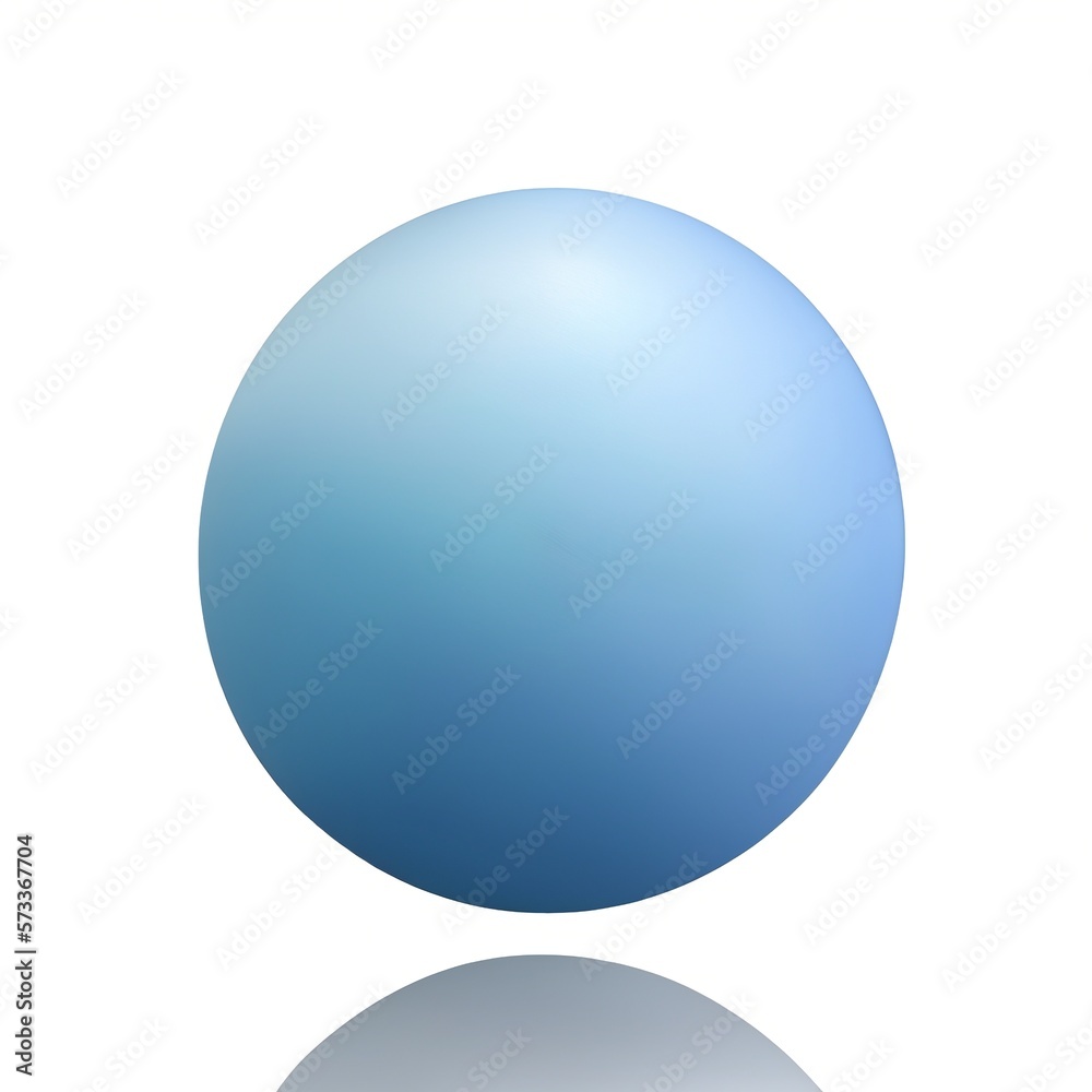Blue Sphere with Reflection on Pure White Background. Modern Blue 3D Orb Button White Background Isolation Created with Generative AI and Other Techniques