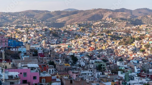 Wallpaper Mural Beautiful timelapse footage of the city at sunset in the Mexican city of Guanajuato surrounded by large mountains. Torontodigital.ca