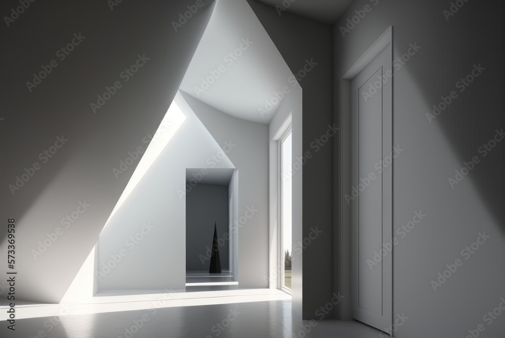 Modern white architecture, interior design - Generative AI