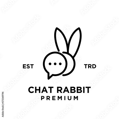 chat rabbit logo icon design illustration line