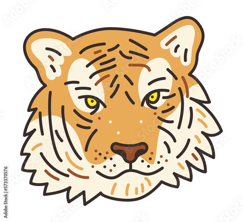 Fotografie doodle tiger face drawing, tiger head vector isolated, no background png, transp