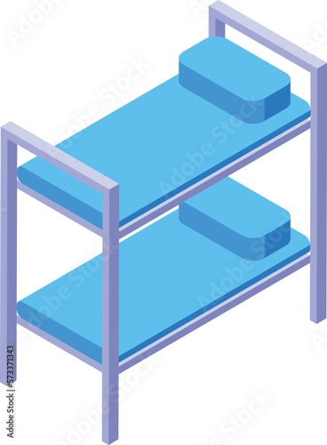 Bomb shelter double bed icon isometric vector. Family equipment. Base storage