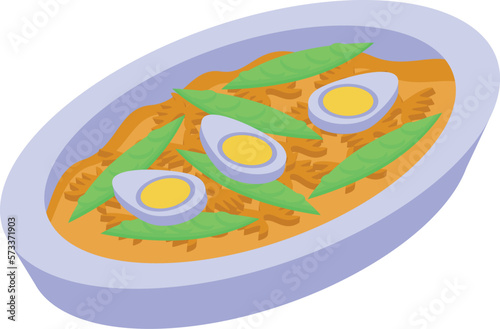Egg soup food icon isometric vector. Family dinner. Festival meal