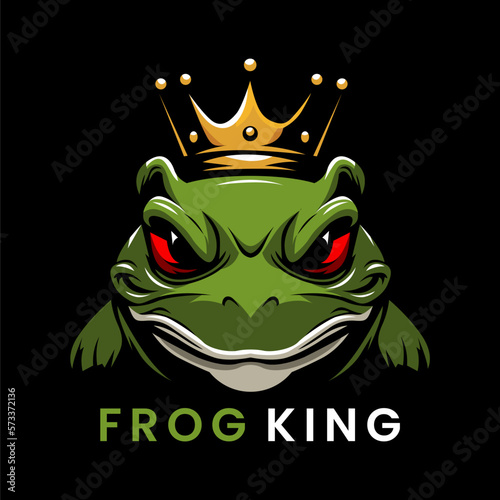 Vector of green frog mascot with crown on its head can be used for e sport logo or t shirt printing