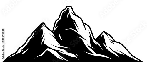 Mountain logo. Black drawn mountains. Hiking in the ora. Mountain peaks.