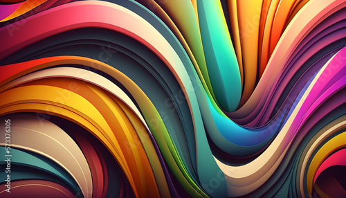 Fluid Abstraction: A Multicolored Background with Wavy Lines and Spirals, an Eye-Catching Abstract Composition. Created using generative AI, Tuned.