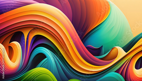 Colorful Ripples: A Playful and Abstract Background with Multicolored Wavy Lines and Curves © nUNO