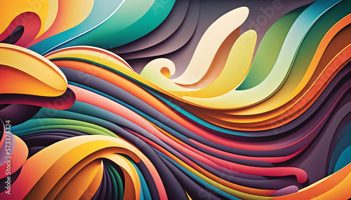 Chromatic Movement: An Abstract Background with Multicolored Wavy Lines and Vibrant Curves in Motion