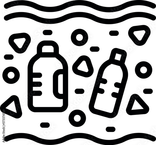 Microplastics pollution icon outline vector. Water ocean. Sea dirty