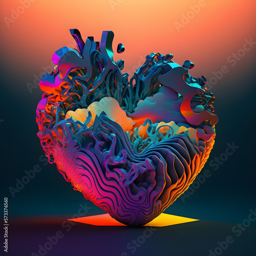 Colorful Cleancore: A Panoramic Graffiti Mural with an Heart