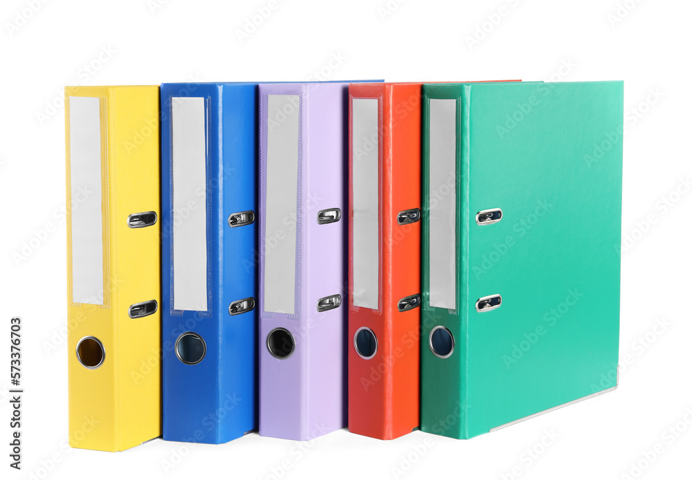 Many bright office folders isolated on white Many bright office folders isolated on white