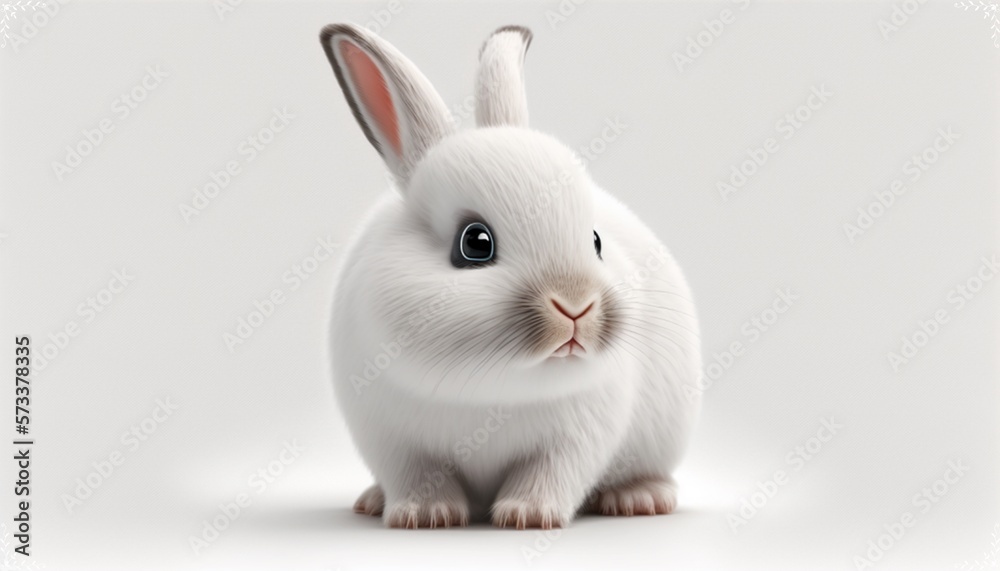 bunny in a white background created with Generative AI technology