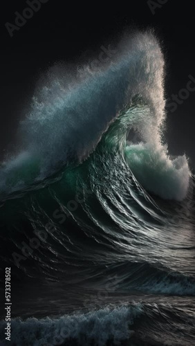 Storm wave on the ocean both powerful and majestic, dark and moody