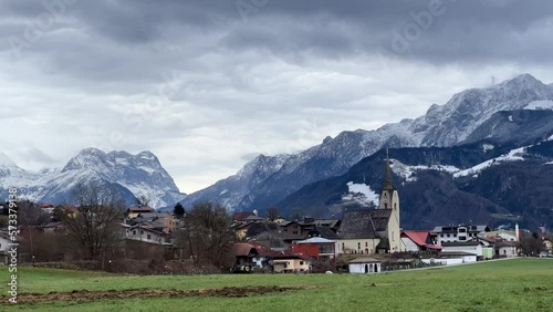 Puch town in Austrian alps near Salzburg in winter photo