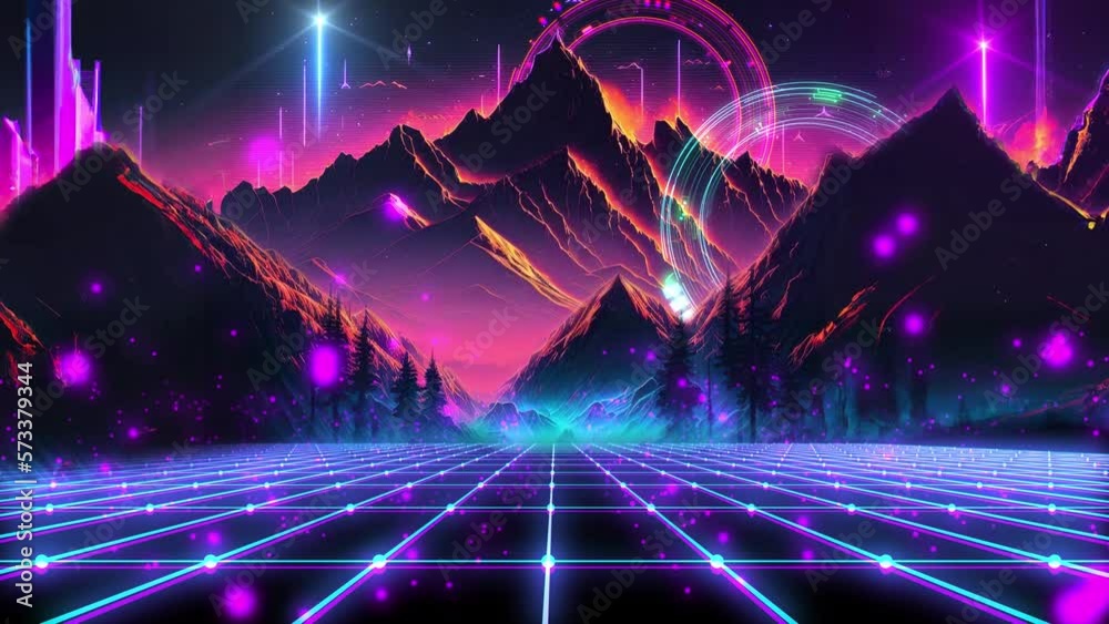 Mountains landscape in retro style colours 