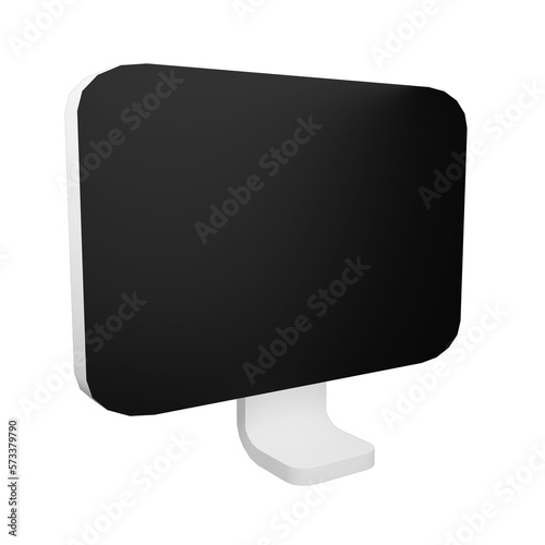 3D render low polygon computer screen icon isolated on transparent background