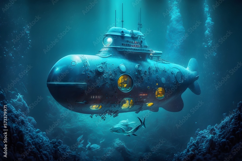 Fototapeta premium submarine created using AI Generative Technology