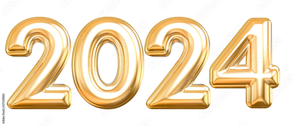 2024 Happy New Year 3d Number Gold with Generative AI