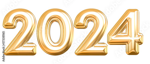 2024 Happy New Year 3d Number Gold with Generative AI