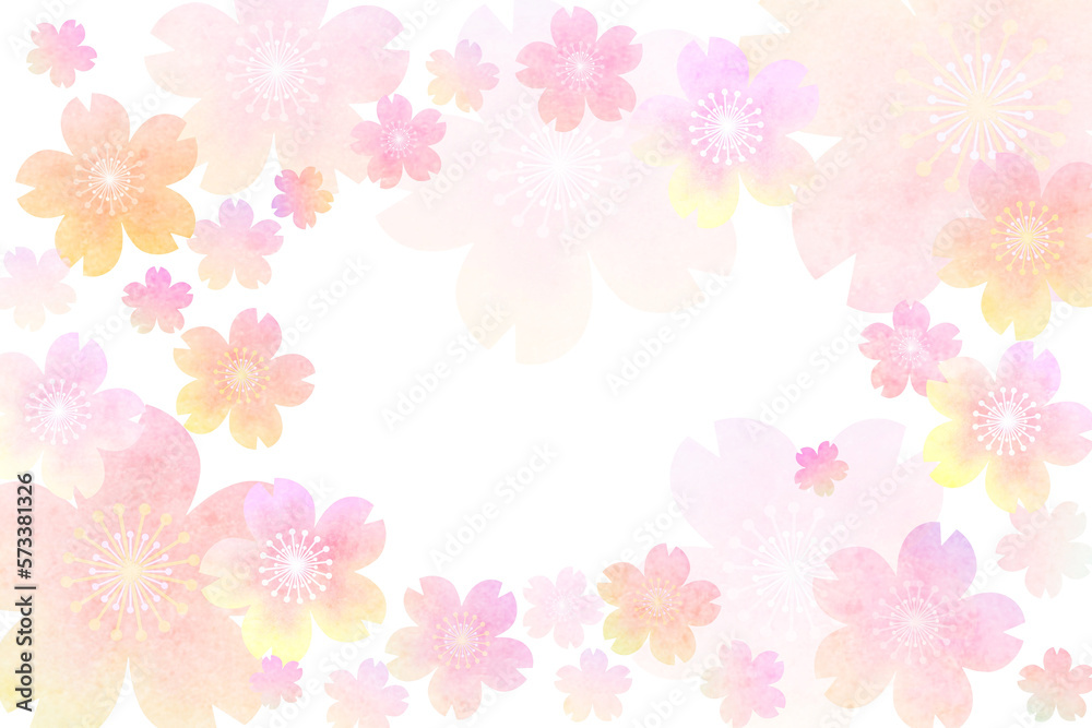 桜の花の和風背景 ピンクの春の花のフレーム