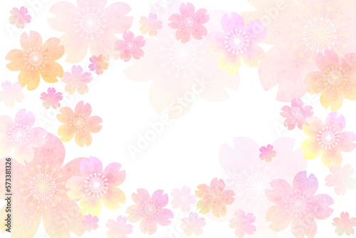 Fototapeta Naklejka Na Ścianę i Meble -  桜の花の和風背景 ピンクの春の花のフレーム
