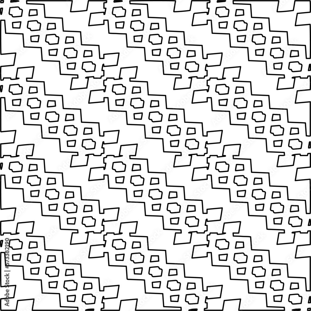 Monochrome ornamental texture with smooth linear shapes, zigzag lines, lace pattern.Abstract geometric black and white pattern for web page, textures, card, poster, fabric, textile. Monochrome ornamental texture with smooth linear shapes, zigzag lines, lace pattern.Abstract geometric black and white pattern for web page, textures, card, poster, fabric, textile.