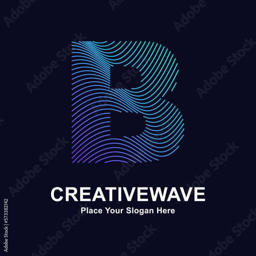 Abstract line letter B creative wave logo vector template. Suitable for business, technology, line logotype, wave pattern and nature 