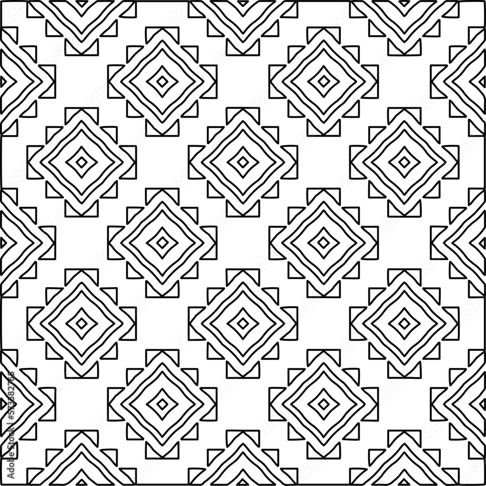 Monochrome ornamental texture with smooth linear shapes, zigzag lines, lace pattern.Abstract geometric black and white pattern for web page, textures, card, poster, fabric, textile. Monochrome ornamental texture with smooth linear shapes, zigzag lines, lace pattern.Abstract geometric black and white pattern for web page, textures, card, poster, fabric, textile.