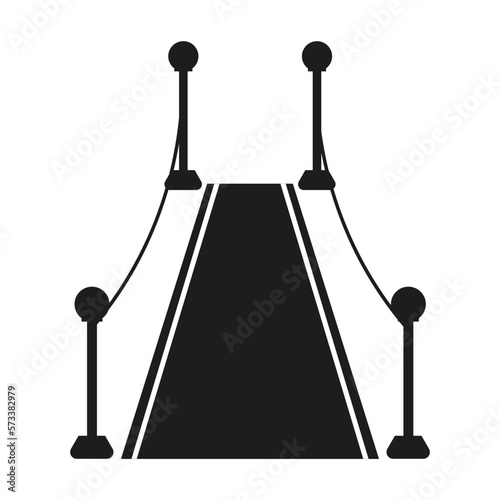 Red carpet icon. Black luxury background. Vector illustration.