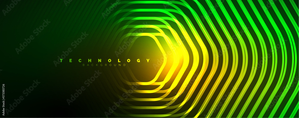 Techno shiny hexagons abstract background, technology energy space light concept, abstract background wallpaper design Techno shiny hexagons abstract background, technology energy space light concept, abstract background wallpaper design