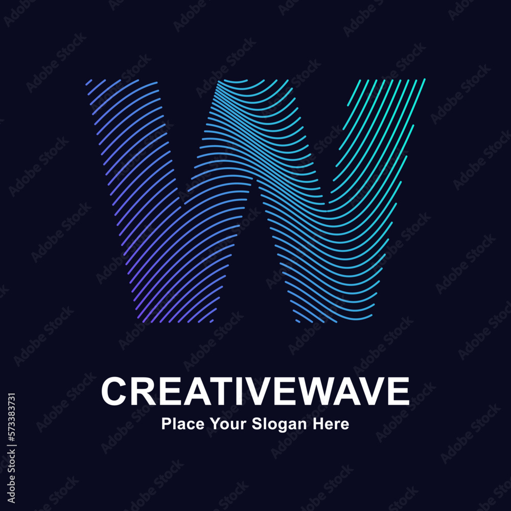 Abstract line letter W creative wave logo vector template. Suitable for ...