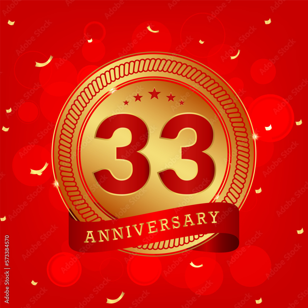 33 years anniversary. Anniversary template design concept with gold and ...