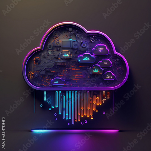 Generative illustration AI of Cloud computering photo