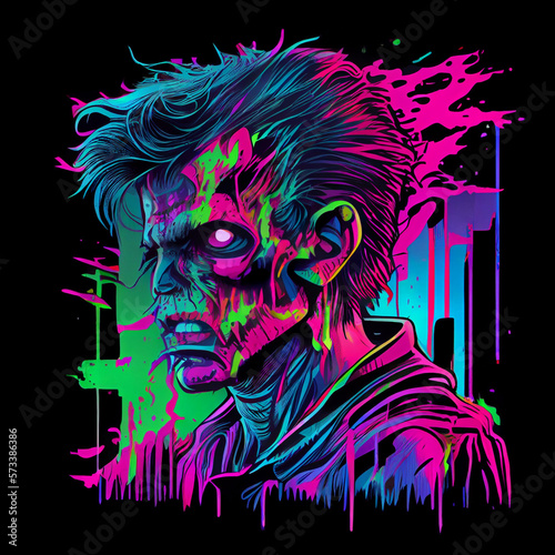 Retro meets the undead in this eye-catching design. Perfect for fans of synthwave  retrowave  and zombies