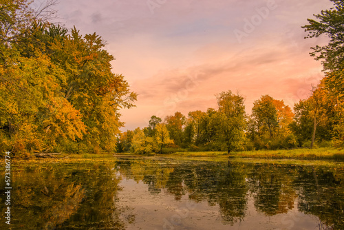 Beautiful Autumn scenery at Petrie Isalnd Ottawa river