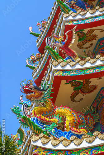 Najasa Tai Zhi Shrine  the largest Chinese temple in Chonburi  Thailand  features a striking Chinese Dragon and the world s largest Vasudhara sculpture.