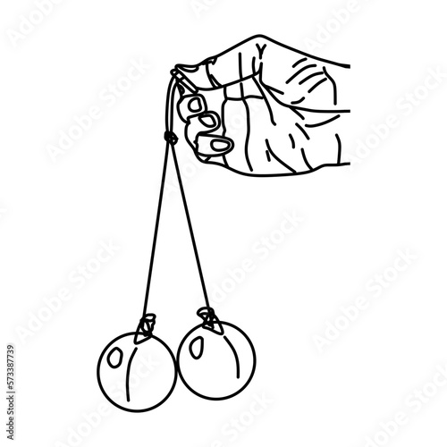 Hand holding Latto-latto or clackers ball trends toy, in outline icon vector illustration. Editable graphic resources for many purposes. Lato lato icon. photo